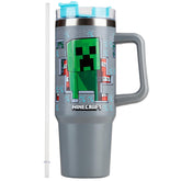 Get Trend Minecraft Kids Tumbler gray 28oz with straw for school lunches.