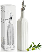 Getstar olive oil dispenser bottle ceramic with embossed stripes for stylish, mess-free cooking