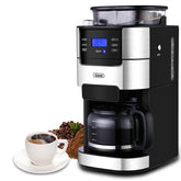 Gevi 10-Cup coffee maker with built-in burr grinder for fresh grounds and rich aroma.