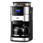 Gevi 10-cup drip coffee maker with built-in grinder, front view for easy daily brewing.