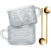 Gezzeny vintage glass mug with sunflower pattern for elegant daily coffee
