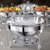 GGIU round chafing dish with lid, ideal for warming meals at events