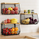 GGIU wire fruit basket wall mount for organized kitchen produce storage