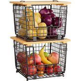 GGIU wire storage basket on kitchen counter for organized produce and snacks.