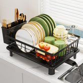 GHERISN dish drainer rack with drip tray directs water into the sink for a clean counter