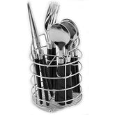 Gibson Home Sensations flatware displayed in a wire caddy on the counter for easy access.