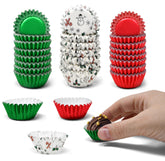 Gift Boutique mini Christmas cupcake liner red foil design, ideal for festive baking and presentation.