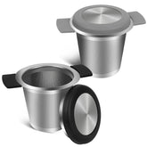 GINOYA tea infuser with insulated lid keeps tea hot and spill-free.