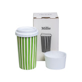 GIROFLIER Millie 12oz ceramic tumbler with lid preserves flavor on the go.