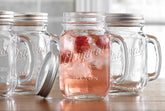 Glaver's Mason Jar 16oz mug with handle and lid, spill-proof for outdoor use