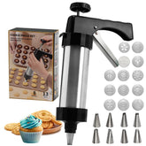 GleeAnt stainless steel cookie press close-up showing durable build for baking.