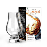 Glencairn whiskey glass with gift carton demonstrating ergonomic hand feel and premium clarity.