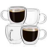 Glenkach 2.5 oz espresso cups set of 4 in crystal clear borosilicate glass for showcasing coffee