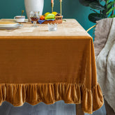 GLORY SEASON velvet tablecloth in dining setup, showcasing elegant solid color and luxury