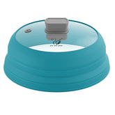 GLOU-GLOU GOOSE GGG blue 11.8-inch microwave splatter cover in use, keeping mess contained.