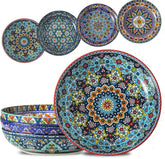 Glowworm pasta bowls set of 4 with bold Bohemian design for vibrant meals.
