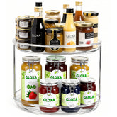 GLOXA 2-Tier Lazy Susan turntable organizer for easy access to spices and cans.
