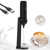 GLZOOO rechargeable milk frother with stand for easy storage and quick drying.