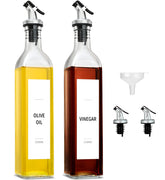 GMISUN oil and vinegar dispenser set with clear glass bottles for mess-free kitchen pouring.