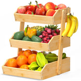 Gmtsl bamboo fruit basket 3 tier on counter keeps produce organized