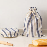 GobiSea linen bread bag with striped design keeps sourdough fresh