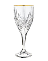 Godinger Dublin wine glass with gold rim, elegant stemmed goblet.