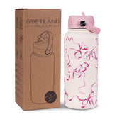 Goetland Ribbon Bottle pink pattern close-up for stylish daily hydration