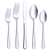 GoGeiLi 30-piece flatware set for 6 with a mirror finish, ideal for formal dinners.