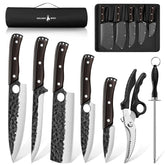Golden Bird Japanese chef knife set with roll bag for organized on-the-go prep.