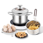 GOLDEN KEY deep fryer pot with basket and lid for versatile home frying.