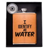 Golden Rain 8oz leather flask front view for gifting and everyday carry.