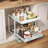 Golener 2-Tier expandable cabinet organizer with slide-out drawers for easy kitchen access