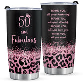 GoMelley leopard tumbler in pink for daily 50th birthday celebration