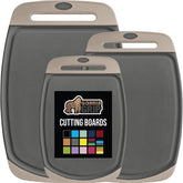 Gorilla Grip almond gray cutting board set top view for stable prep