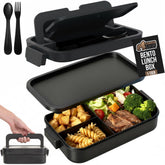 GORILLA GRIP BPA-free leakproof 3-compartment bento keeps meals organized for work or school.