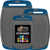 GORILLA GRIP 3-piece blue gray cutting boards front view showing durability