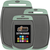 GORILLA GRIP three-piece cutting board set overview for versatile kitchen prep.