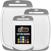 Gorilla Grip cutting board set 3, top view, reversible design for versatile prep