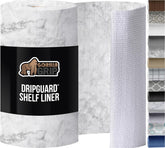 GORILLA GRIP DripGuard marble liner on a drawer protects contents from spills and stains.
