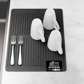 Gorilla Grip drying mat with ribbed design promotes fast air drying on a countertop.