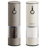 GORMODE stainless steel salt and pepper grinder with USB charging base for easy refills