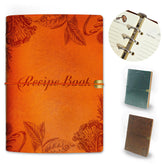 GoShambar blank recipe book with leather orange cover, ideal for organized kitchen notes and easy recipe access.