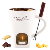 Gosknor chocolate fondue mug with tealight for cozy dipping moments.