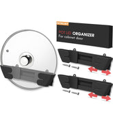 Gosuny adjustable lid holder on door keeps lids organized and accessible.