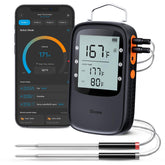Govee meat thermometer probes in use for precise doneness on grilled meats.