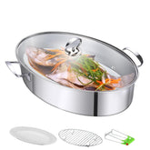 GOVNPJ stainless steel fish steamer with oval design for fresh steamed fish