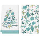GPGHE coastal Christmas towels showcase beachy decor for festive kitchen ambiance