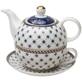 Grace Teaware Tea For One teapot with Trellis Blue Gold for elegant brewing