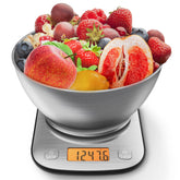 GRAM PRES Food Scale with stainless bowl for precise ingredient measuring during baking.