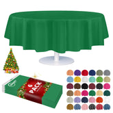 Grandipity green round 84in disposable tablecloth laid on a table for quick coverage